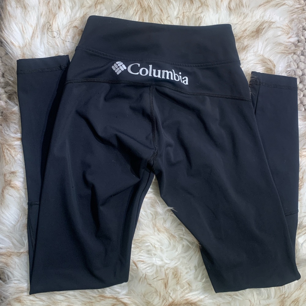 Columbia XS Black Logo Yoga Pants Leggings